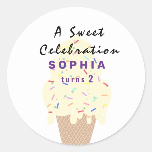 Sweet Ice Cream Birthday  ラウンドシール (正面)