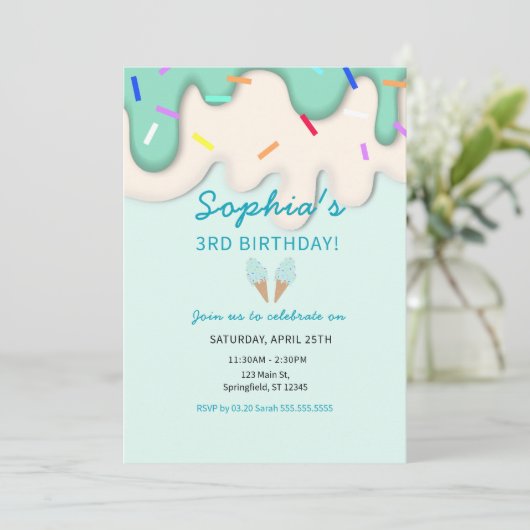 Sweet Ice Cream Birthday 招待状 (スタンド正面)