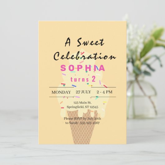 Sweet Ice Cream Birthday 招待状 (スタンド正面)