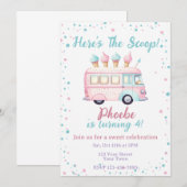 Sweet Ice Cream Truck Birthday Invitation 招待状 (正面/裏面)