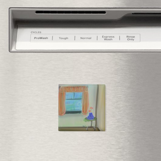 Sweet Interior With Orange Curtains Original Art マグネット (インサイチュ (食洗機))