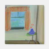 Sweet Interior With Orange Curtains Original Art マグネット (正面)