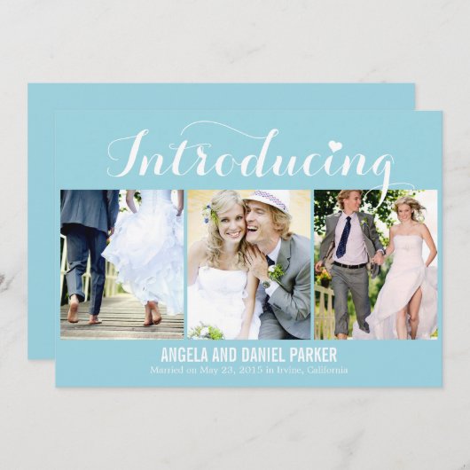 Sweet Introduction's 結婚 Announcement - Blue 招待状 (正面/裏面)
