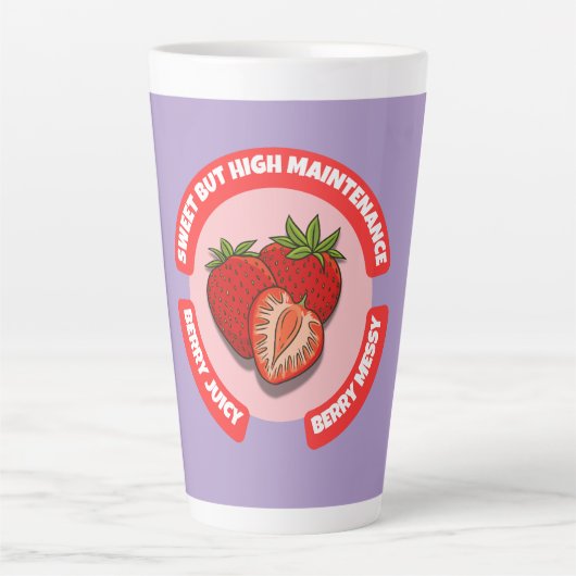 Sweet Juicy Strawberries Summer Fruit  カフェラテマグ (正面)