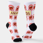 Sweet Juicy Strawberries Summer Fruit  ソックス (傾斜あり)