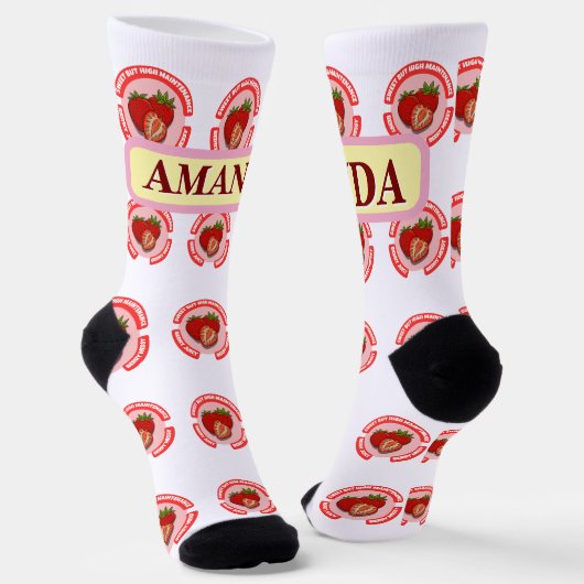 Sweet Juicy Strawberries Summer Fruit  ソックス (傾斜あり)