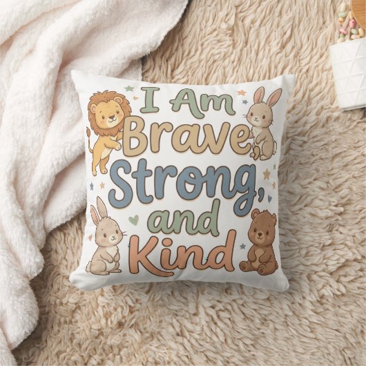 Sweet Kids Encouraging Quote Brave Strong Kind クッション (ブランケット)