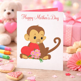 Sweet Kids Mother’s Day Baby Monkey カード