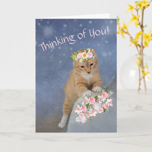 Sweet Kitten and Flowers Cancer Support カード (黄色い花)