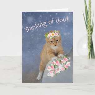 Sweet Kitten and Flowers Cancer Support カード