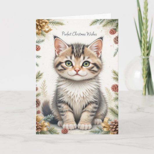Sweet Kitten Floral Christmas Cute Pastel  カード (正面)