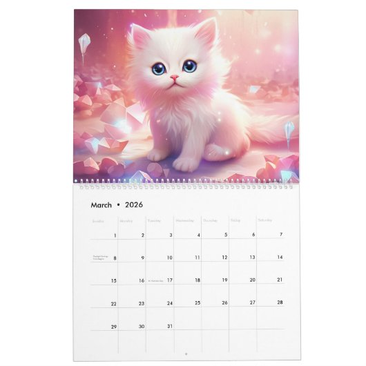 Sweet Kitten Two Page Large Calendar カレンダー (3月 2026)