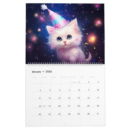 Sweet Kitten Two Page Large Calendar カレンダー (1月 2026)
