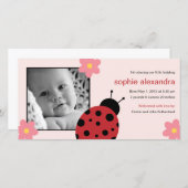 Sweet Ladybug Baby Girl Birth発表 案内状 (正面/裏面)
