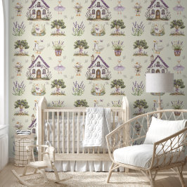 Sweet Lavender Goose Countryside Cottage Decor 壁紙