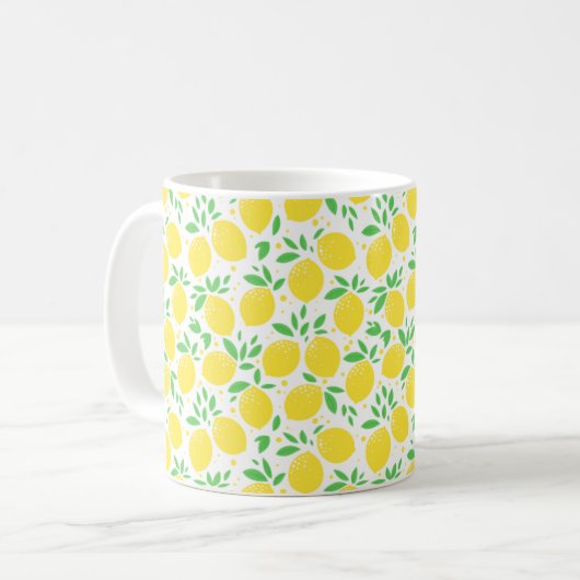 Sweet Lemons Leaf Pattern コーヒーマグカップ (正面左)