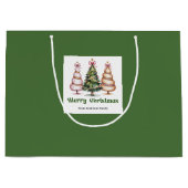 Sweet Leopard Christmas Tree Gift Bag Custom Name ラージペーパーバッグ (正面)