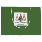 Sweet Leopard Christmas Tree Gift Bag Custom Name ラージペーパーバッグ (裏面)