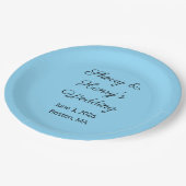 Sweet Letters Blue & Black 結婚's ペーパープレート (アングル)