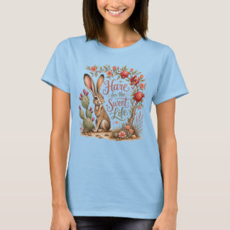 Sweet Lifeのための野兎、ジャックラビットサボテンTシャツ Tシャツ