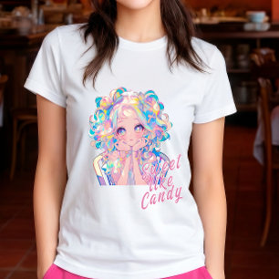 Sweet Like Candy Anime Girl Custom Name Tシャツ