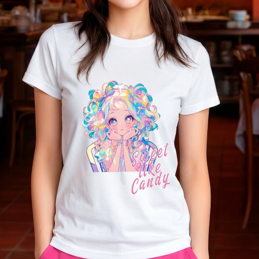 Sweet Like Candy Anime Girl Custom Name Tシャツ