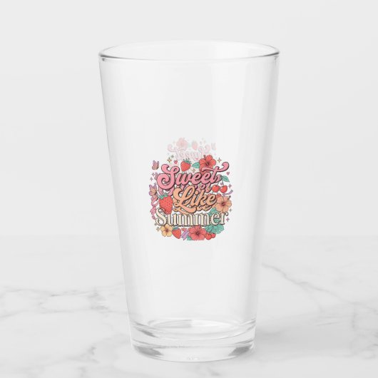 Sweet Like Summer かわいいフルーツとお花のクリアグラス タンブラーグラス (正面)