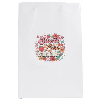 Sweet Like Summer – かわいいフルーツとフラワーステッカー ミディアムペーパーバッグ
