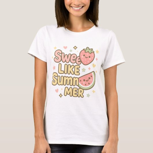 Sweet Like Summer ~かわいい夏のカラフルデザイン Tシャツ (正面)