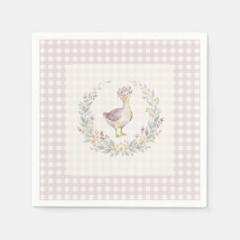 Sweet Lilac Gingham Baby Goose Baby Shower LPM26 スタンダードカクテルナプキン