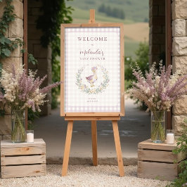 Sweet Lilac Gingham Baby Goose Welcome Sign LPM26 ポスター