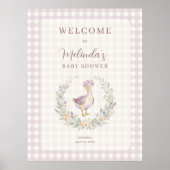 Sweet Lilac Gingham Baby Goose Welcome Sign LPM26 ポスター (正面)