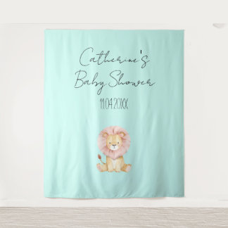 Sweet Lion Baby Shower Theme Party Backdrop タペストリー
