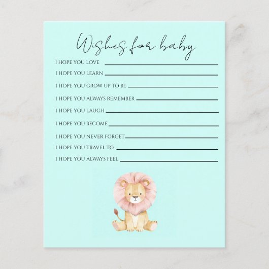 Sweet Lion Wishes for Baby shower stationery (正面)