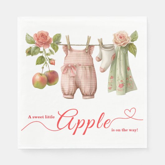 Sweet Little Apple Baby Shower | Fall Rustic Baby  スタンダードランチョンナプキン (正面)