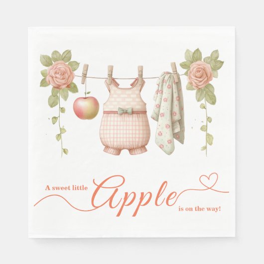 Sweet Little Apple Baby Shower | Fall Rustic Baby  スタンダードランチョンナプキン (正面)