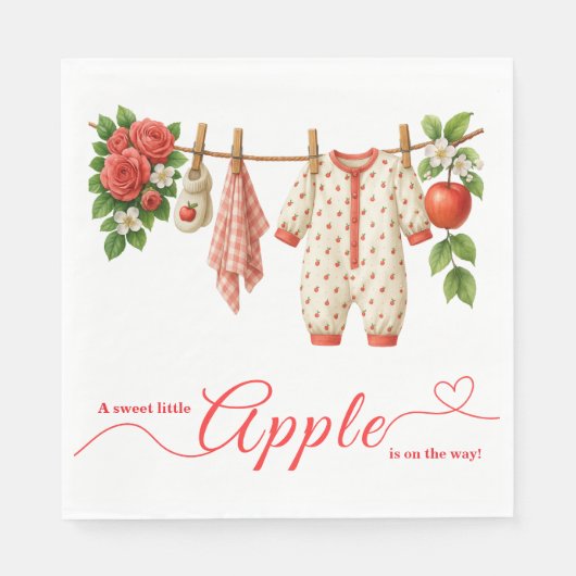 Sweet Little Apple Baby Shower | Fall Rustic Baby スタンダードランチョンナプキン (正面)