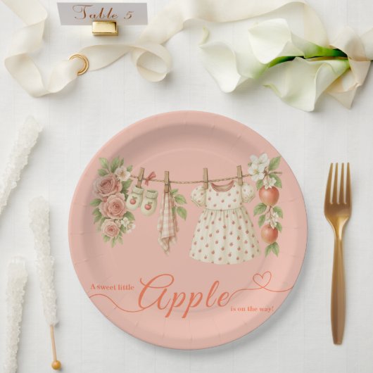 Sweet Little Apple Baby Shower | Fall Rustic Baby  ペーパープレート (ウェディング)