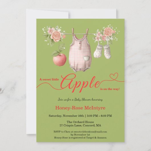 Sweet Little Apple Baby Shower | Fall Rustic Baby  招待状 (正面)