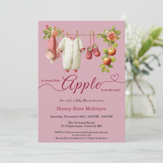 Sweet Little Apple Baby Shower | Fall Rustic Baby  招待状 (スタンド正面)