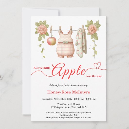 Sweet Little Apple Baby Shower | Fall Rustic Baby  招待状 (正面)