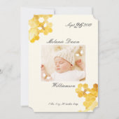 Sweet Little Beeベビー写真誕生のお知らせ 招待状 (正面)