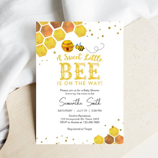 Sweet Little Bee Honey Bee Baby Shower Invitation 招待状