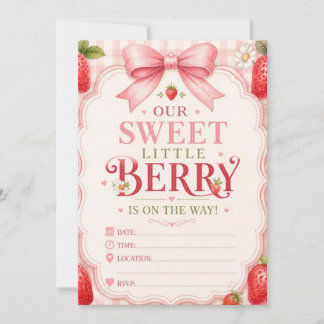Sweet Little Berry ベビーシャワー招待状 – イチゴ サンキューカード