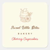 Sweet Little Bites Bakery Cherry Cupcake Sticker スクエアシール (正面)