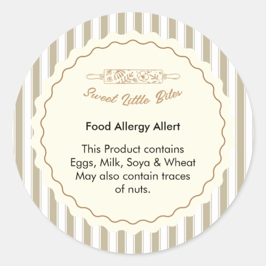 Sweet Little Bites Bakery Food Allergy Allert ラウンドシール (正面)