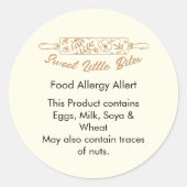 Sweet Little Bites Bakery Food Allergy Allert ラウンドシール (正面)