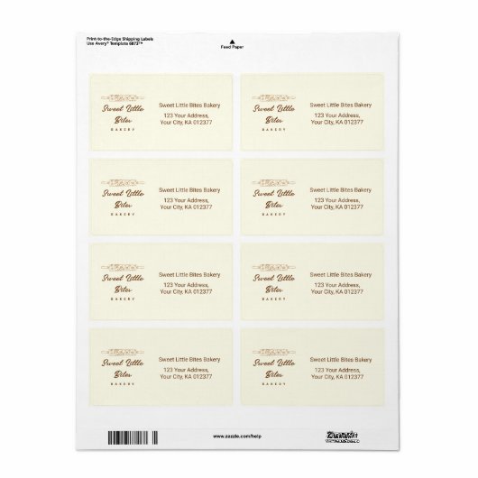 Sweet Little Bites Bakery Shipping ラベル (フルシート)