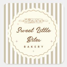 Sweet Little Bites Small Bakery Logo Sticker スクエアシール