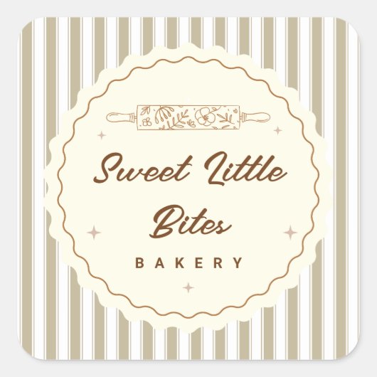 Sweet Little Bites Small Bakery Logo Sticker スクエアシール (正面)